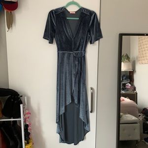 Blue Velvet Wrap Dress